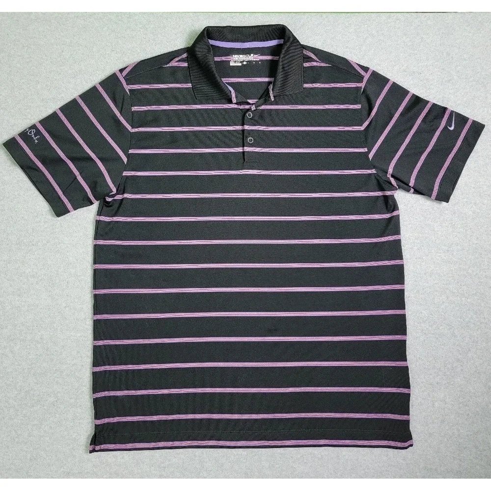 Nike‎ Golf Polo Shirt DRI-FIT Tour Performance Stripe Medium Large